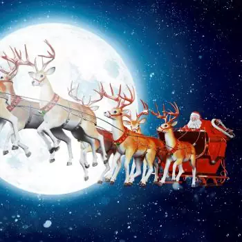 20 Servietten Weihnachtsmann mit Schlitten vorm Mond 33cm