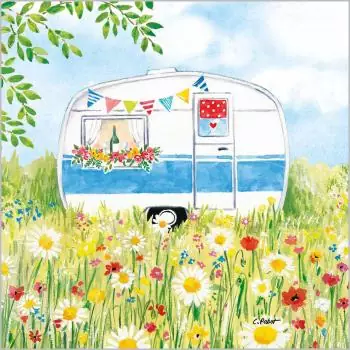 20 napkins caravan when camping in summer on the meadow on vacation 33cm as a table decoration