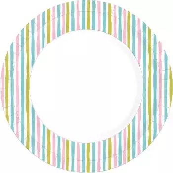 10 Plate Plates Stripes Multi 22cm