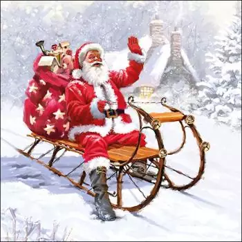 20 Servietten Fröhlicher Weihnachtsmann mit Geschenken im Winter Weihnachten Santa 33cm
