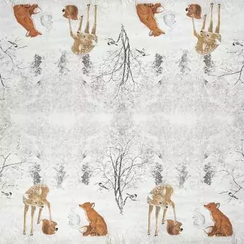 20 Servietten Tiere im Winter im Wald als Tischdeko, Reh, Fuchs, Hase und Eichhörnchen 33cm