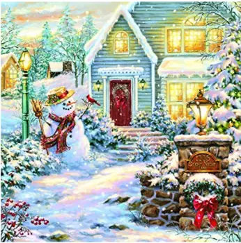 20 napkins winter in the house at the forest with snowman 33cm