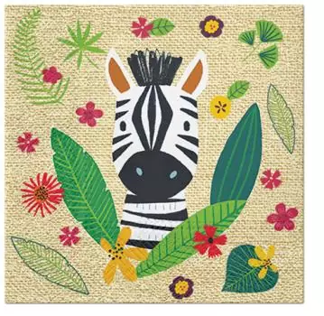 20 napkins zebra on colorful leaves for children's birthday parties in summer 33cm