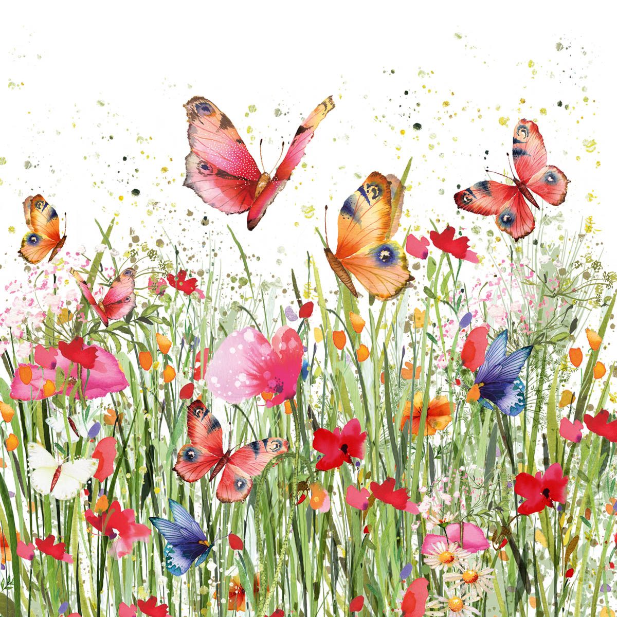 20 Servietten Sommer Blumenaquarell Komposition Bunter Blumen 33x33 cm 