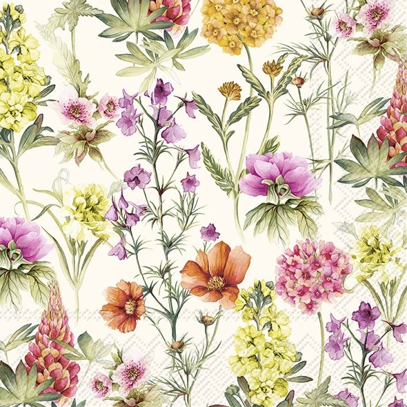 Blumenaquarell Komposition Bunter Blumen 33x33 cm 20 Servietten Sommer 