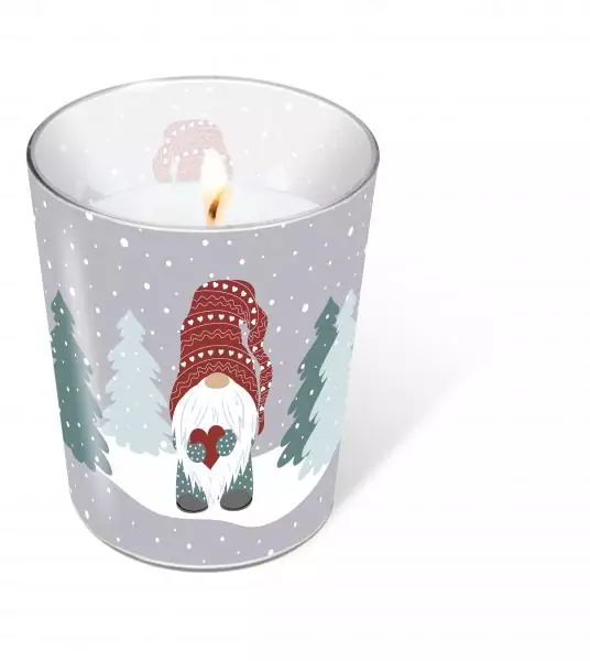 1 Glass Candle Tomte in forest Höhe 10 x Durchm 8,5 cm