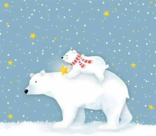 20 lunch napkins polar bear with child in winter snow 33cm