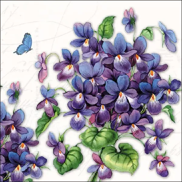 20 napkins lilac violet flowers spring summer 33cm