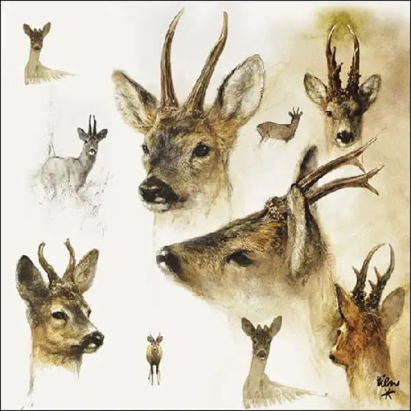 20 napkins portraits of deer - deer 33cm