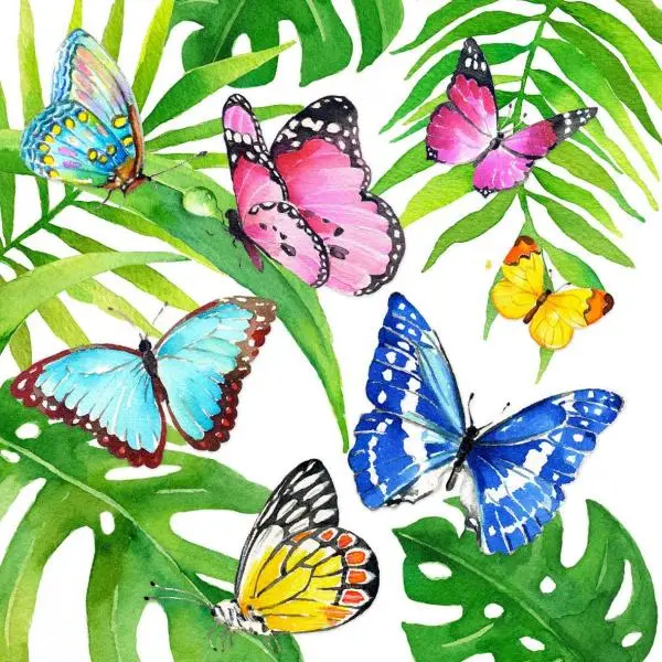 20 Servietten Schmetterlinge Vintage Sommer Frühling 33cm
