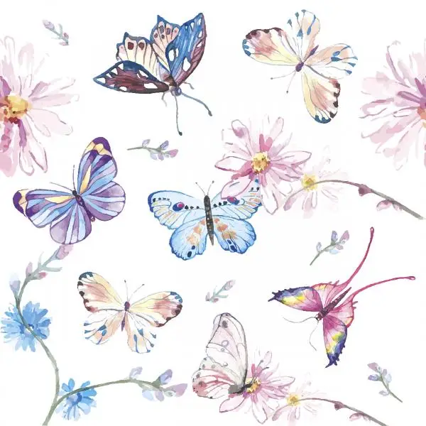 20 Cocktail Servietten Schmetterling Butterflys Sommer 24 cm