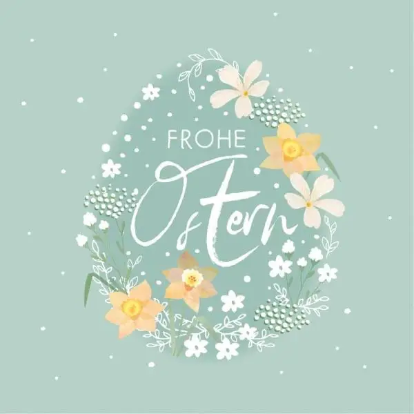 20 Oster-Servietten mit Osterei & Spruch „Frohe Ostern“ | Narzissen Motiv | 33x33 cm Tischdeko