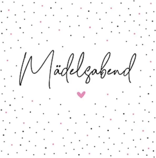20 Papierservietten "Mädelsabend" – Modernes Design mit Punkten & Herz, 33x33 cm