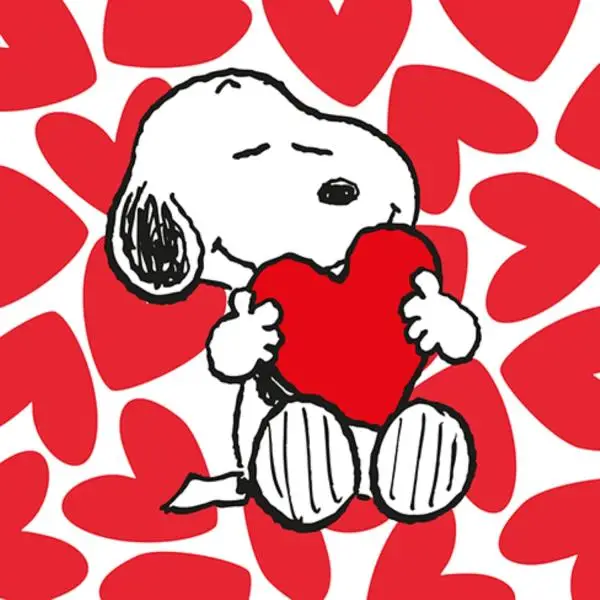 20 Premium Papierservietten "Snoopy mit Herz" – Peanuts Liebe, 33x33 cm
