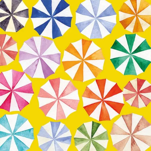 20 Servietten Bunte Sonnenschirme Gelb 33cm – Fröhliche Sommer Tischdeko