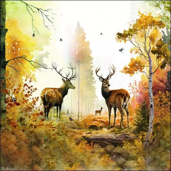 20 Servietten Herbst Hirsche Tiere des Waldes 33 x33