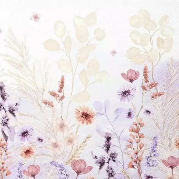 20 Servietten Herbstblumen auf der Blumenwiese in zarten Pastell Tönen 33cm als Tischdeko