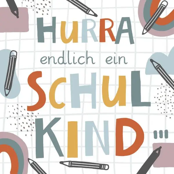 20 Servietten Hurra, Endlich ein Schulkind – Kinderparty & Einschulung Tischdeko 33x33 cm