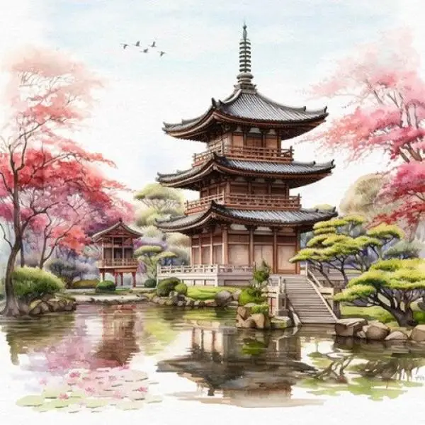 220 Servietten Japanischer Garten mit Tempel im See, Japan, Asien 220 Servietten Japanischer Garten mit Tempel im See, Japan, Asien