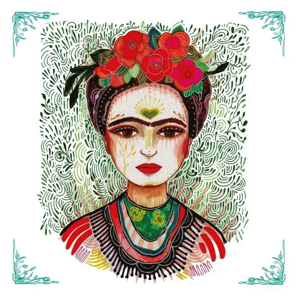 20 Servietten Kunstmotiv Frau mit Blumen & Halsschmuck