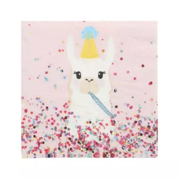 20 napkins llama with confetti and party, animals children's birthday as table decoration 33cm