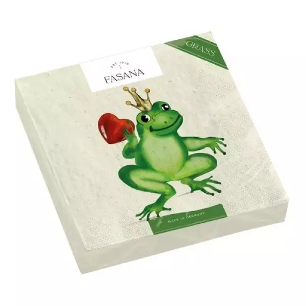 20 napkins fairy tale The Frog Prince with heart and crown 33cm as table decoration