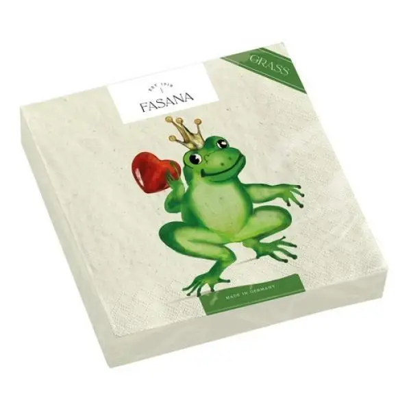 20 Servietten Märchen Der Froschkönig mit Herz und Krone 33cm als Tischdeko