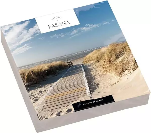20 Servietten Steg in den Dünen zum Meer am Strand mit Dünengras im Wind 33cm als Tischdeko