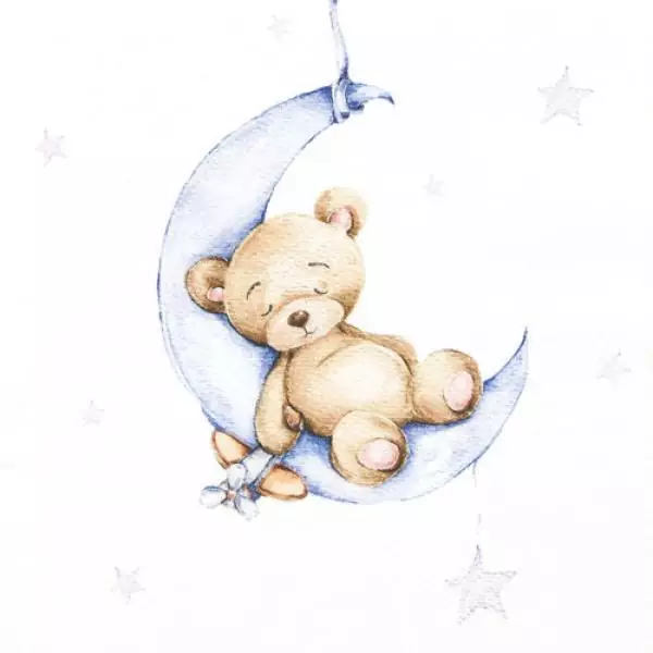 20 Servietten Teddy schläft im Mond blau Junge Geburt und Taufe Tischdeko 33cm