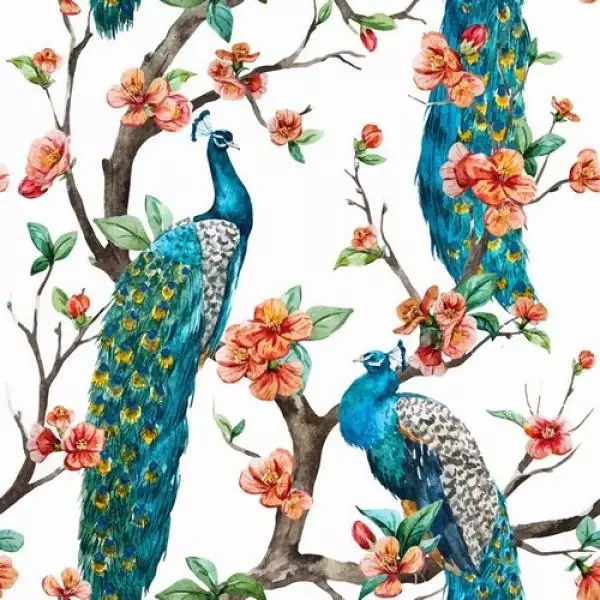 20 napkins animal motifs exotic peacocks on flowers 33 x 33