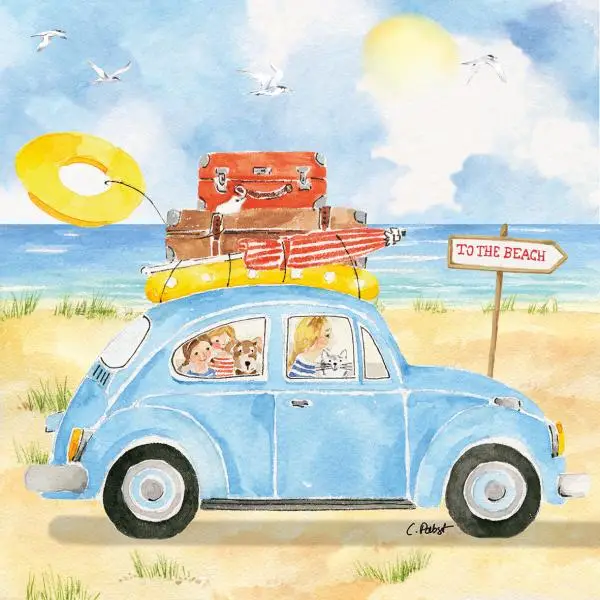 20 Servietten „To the Beach“ – Sommer, Strand & Urlaubsstimmung | Tischdeko 33x33 cm