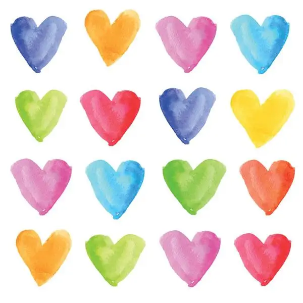 20 Servietten Hochzeit & Valentinstag – Bunte Aquarell-Herzen | Tischdeko Liebe