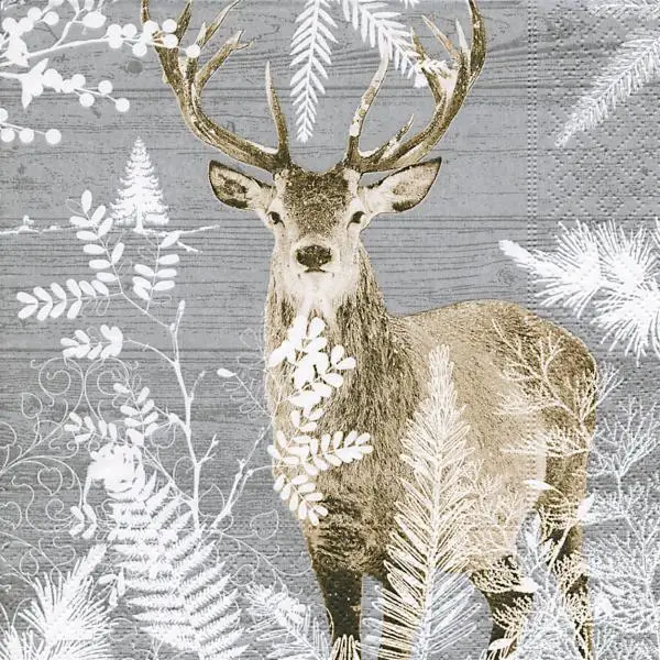 20 Lunch Napkins Imperial stag 33x33 cm