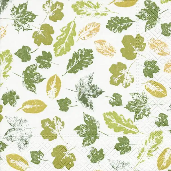 20 Lunch Napkins Stamped leaves 33x33 cm