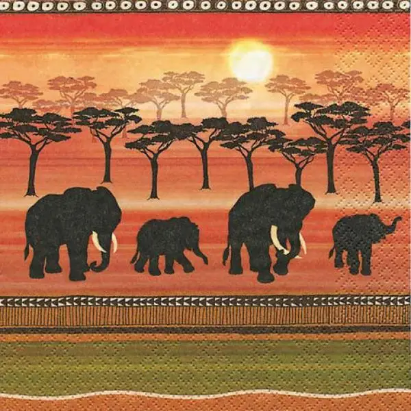 20 Servietten African Spirit – Afrika Elefanten 33cm