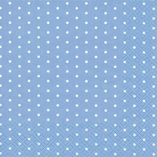 20 Servietten weiße Mini-Punkte auf hellblau gepunktet 33cm