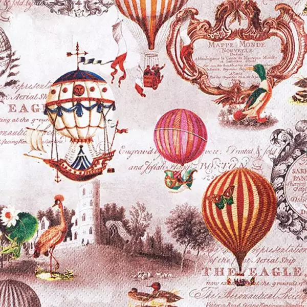 20 Servietten Heißluftballon Vintage Phantasie 33cm