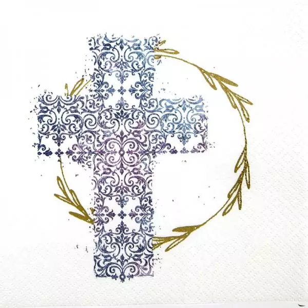 20 napkins Holy Cross blue for baptism, communion and confirmation 33cm