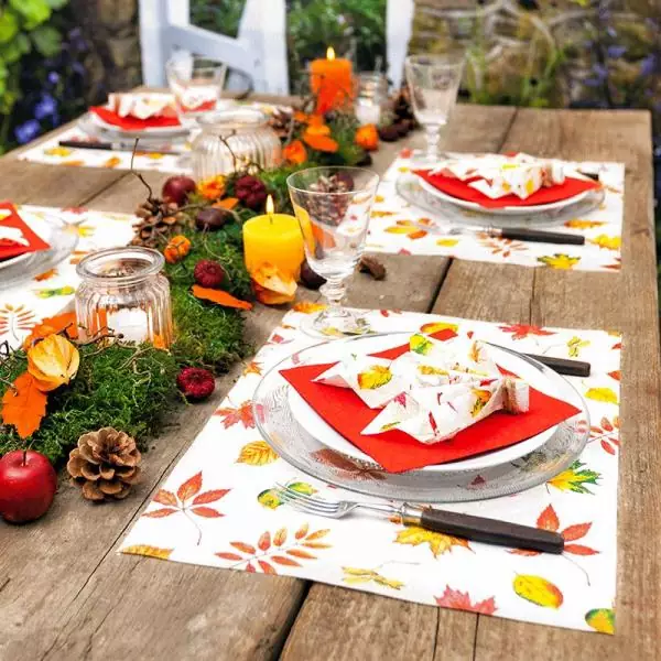 20 napkins colorful autumn leaves table decoration 33cm