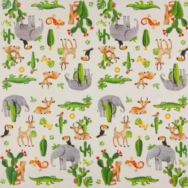 20 Servietten Tiere Wilde Tierwelt an Kakteen als Tischdeko offen