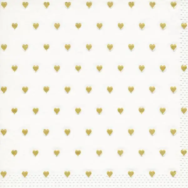 20 Lunch Napkins Moments "Petits coeurs gold" 33cm