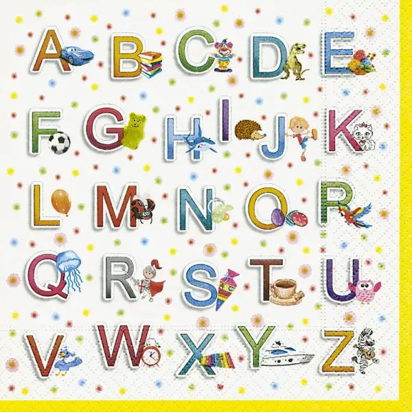 20 napkins colorful alphabet back to school - 33cm