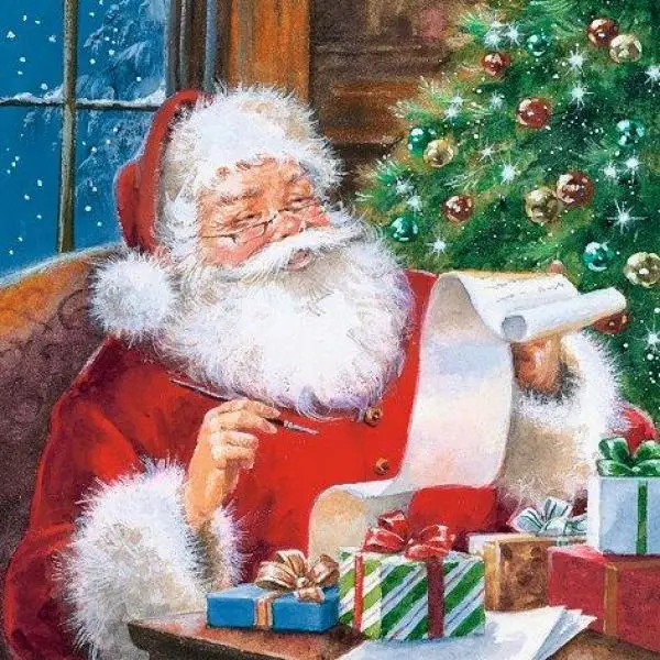 20 napkins Christmas Santa Claus wish list children 33cm