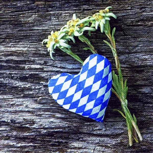20 napkins edelweiss to heart Oktoberfest Bavarian diamond 33cm