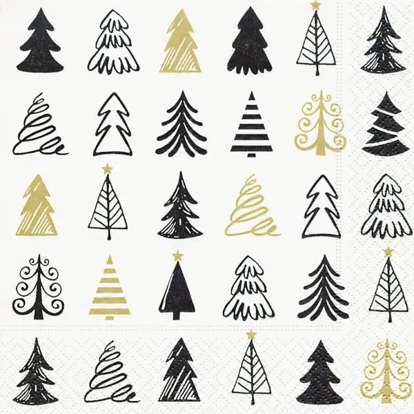 20 Cocktail Napkins Graphical trees 25cm