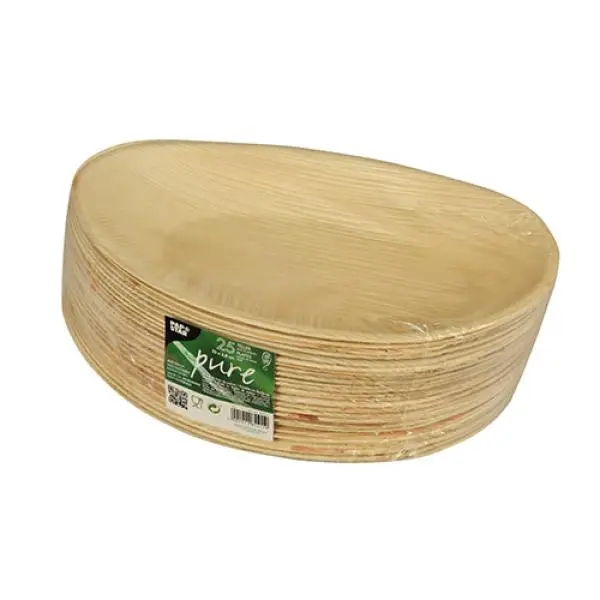 25 plates of palm leaf - completely biodegradable / oval 26cm x 17cm