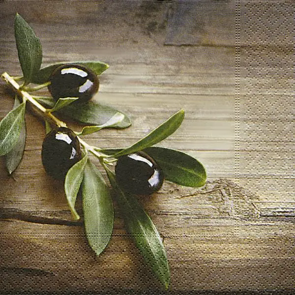 20 Lunch Servietten Oliven auf Holz
