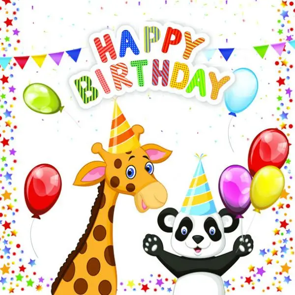 20 napkins animals for children's birthday party Giraffe Panda 33cm