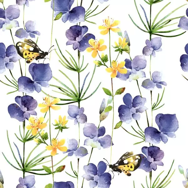 20 Servietten Blaue Blumen und Schmetterlinge 33cm