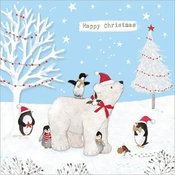 20 Servietten Eisbär und Pinguine Tischdeko Weihnachten 33cm